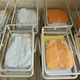 Empty newborn beds in the maternity ward of a hospital.